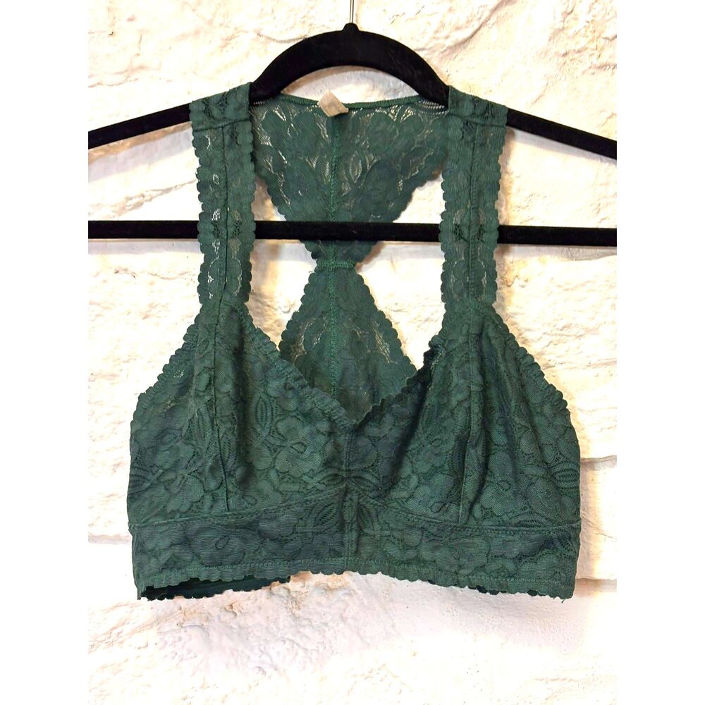 Intimately Free People Galloon Lace Racerback Bralette Forest Green Med Romantic